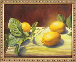 Loretta Yoder Oil on Canvas "Lemon Trio"