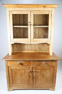 Pine Two Part Open Hutch