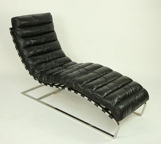 Contemporary Leatherette and Chrome Chaise Lounge