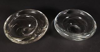 Two Signed Holmegaard Glass Ashtrays, circa 1957 and 1958