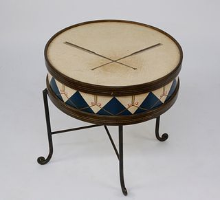 Faux Drum Paint Decorated Side Table