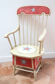 Patriotic Decorated American Potty Armchair, circa 1840