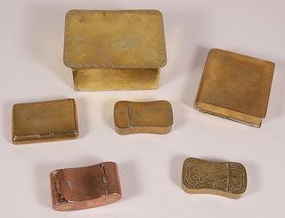 Assorted Group of Antique Brass and Copper Engraved Boxes
