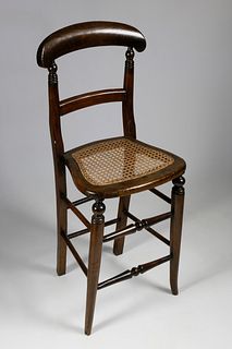 French Mahogany Child's Cane Seat Discipline Chair, 19th Century