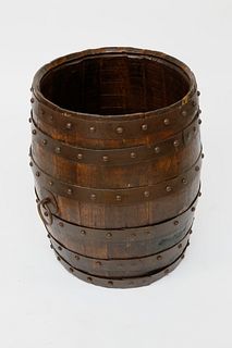 Antique Oak and Iron Bound Wine Barrel