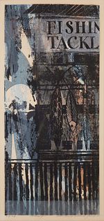 Limited Edition Woodblock Print Titled "Wharf", circa 1955