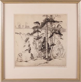 Alfred Huntley Engraving "Edge of a Bluff"