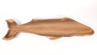 Victor Hempel Carved Exotic Wood Blue Whale Shaped Platter, circa 2014