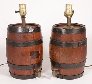 Pair of 19th Century Sherry Kegs Fitted as Lamps
