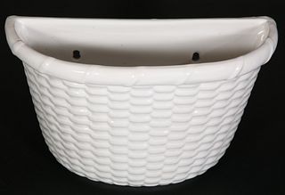 George Davis Half Round White Ceramic Nantucket Basket Planter