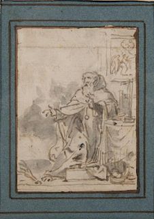 Attributed to ELISABETTA SIRANI, (Italian, 1638-1665), Kneeling Ecclesiastic