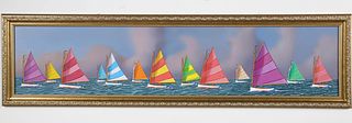 Jerome Howes Oil on Masonite "Nantucket Rainbow Fleet"