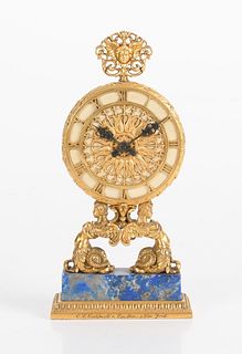 E.F. Caldwell, New York Gilt Bronze and Lapis Lazuli Timepiece
