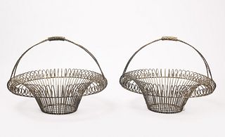 Pair of Large Wire Flower Baskets