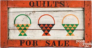 Painted Quilts for Sale trade sign, mid 20th c.