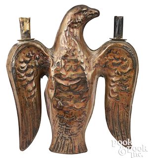 Brass eagle parade torch finial, 19th c.