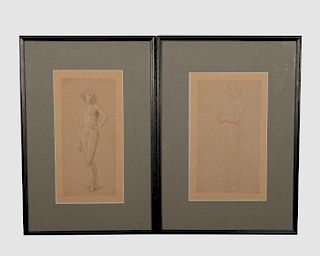 Circle of JEAN AUGUSTE DOMINIQUE INGRES, (French, 1780-1867), Pair of Nude Figures