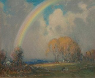 FREDERICK MORTIMER LAMB, (American, 1861-1936), Landscape with Rainbow