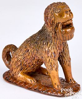Pennsylvania redware dog rattle, 19th c.