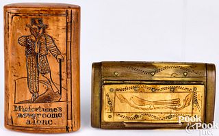 Two carved snuff boxes, 19th c.