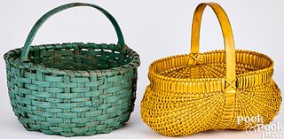 Two painted splint gathering baskets, 19th c.