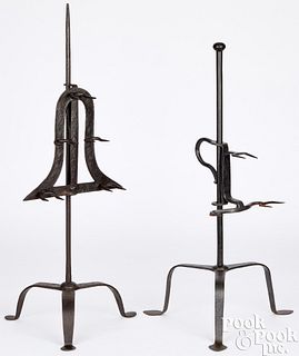 Two wrought iron meat roasting spits, 18th/19th c.
