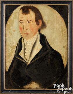 Massachusetts oil on paper portrait of a gentleman