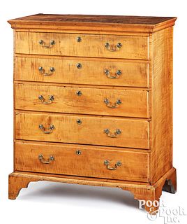 New England Chippendale semi-tall chest