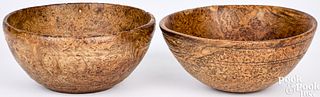 Two New England burl bowls, 19th c.
