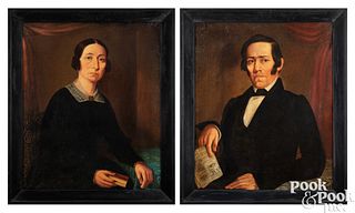 Henry Walton, pair of oil on canvas portraits