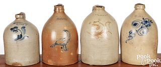 Four New York stoneware jugs, 19th c.