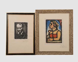 GEORGES HENRI ROUAULT, (French, 1871-1958), Three prints: Madame Carmencita, Baudelaire, and Flagelle