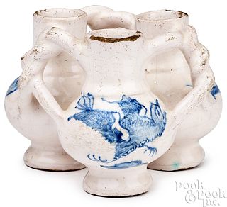 English Delftware fuddling cup, mid 17th c.