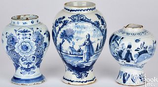 Three Delftware vases, late 17th to mid 18th c.