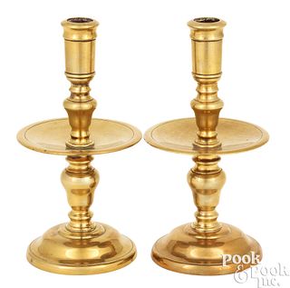 Massive pair of Dutch Heemskerk brass candlesticks