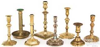 Eight brass candlesticks, 18th c.