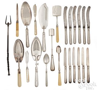 Georgian silver, silver-handled serving utensils