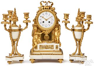 Samuel Marti mantel clock garniture