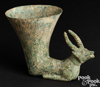 Ancient bronze rhyton vessel, possibly Luristan