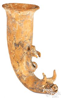 Ancient Persian bull's head pottery rhyton