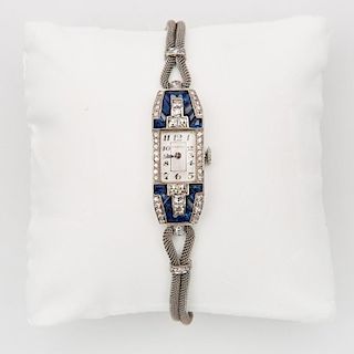 MARCUS & CO. Platinum, Diamond, and Sapphire Wristwatch