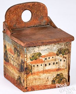 Miniature hanging lidded wall box, late 19th c.