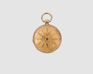 MATHEY 18K Yellow Gold Open Face Pocketwatch