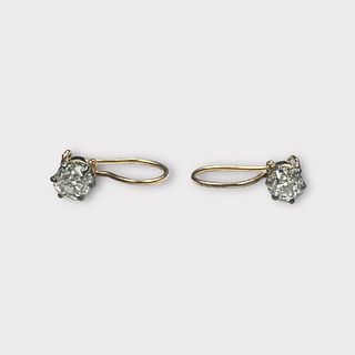 Pair of Victorian Diamond, 14k, Silver Earrings