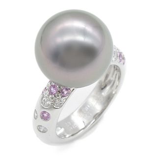 CARTIER BLACK BUTTERFLY PEARL & PINK SAPPHIRE 18K WHITE GOLD RING