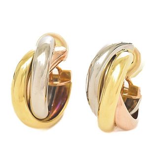 CARTIER TRINITY 18K TRI-COLOR GOLD EARRINGS