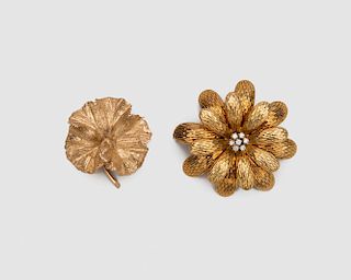 Two Yellow Gold Brooches