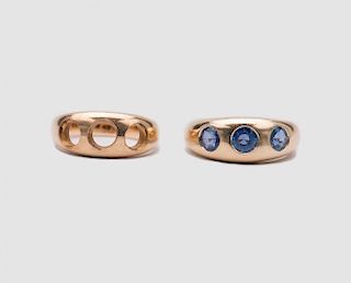 14K Yellow Gold and Sapphire Ring