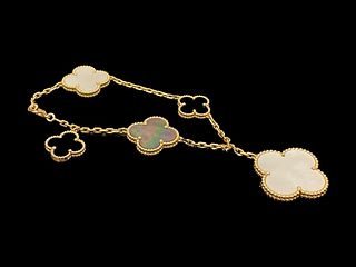 Van Cleef & Arpels Magic Alhambra bracelet 5 motifs 18k yellow gold Mother-of-pearl Onyx