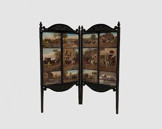 English Carved and Ebonized Screen